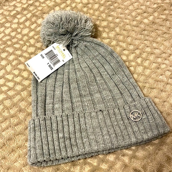 MICHAEL Michael Kors Accessories - Michael Kors Gray Beanie with Pom